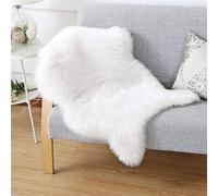 JXLOULAN Tapis Fausse Fourrure, Tapis en Peau de Mouton Synthétique Blanc 50x80 cm, Carpette Moelleuse pour Chambre à Coucher, Salon, Crèche, Jet de Divan de Décoration Chaise