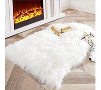 JXLOULAN Tapis Fausse Fourrure, Tapis en Peau de Mouton Synthétique Blanc 75x120 cm, Carpette Moelleuse pour Chambre à Coucher, Salon, Crèche, Jet de Divan de Décoration Chaise