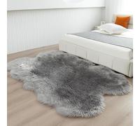 JXLOULAN Tapis Fausse Fourrure, Tapis en Peau de Mouton Synthétique Gris 120x160 cm, Carpette Moelleuse pour Chambre à Coucher, Salon, Crèche, Jet de Divan de Décoration Chaise