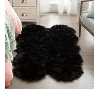 JXLOULAN Tapis moelleux en fausse fourrure de mouton lavable en machine - Pour chambre à coucher, chambre d'enfant, salon, décoration d'enfant - Noir - 120 x 180 cm