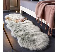 JXLOULAN Tapis moelleux en fausse fourrure de mouton pour salon, chambre à coucher - Gris - 60 x 160 cm
