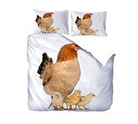 JXMFYY Housse de Couette 200x200 Poussin de Poule 3D Imprimé Parure de Lit avec 1 Housses de Couettes 2 Taies D'Oreillers ,Convient Aux Adultes Enfant Filles Garcons