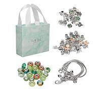 Jxngery Charm Bracelet Making Kit Basic Bracelets Colored Beads Pendants Jewelry Making Kit for Birthday Party Game Gifts (Verte)