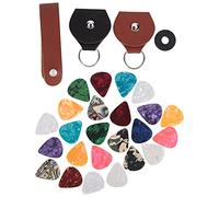 Jxngery Lot de 28 médiators de Guitare en Cuir synthétique et celluloïd épais, Accessoires pour Instruments de Musique, pour guitaristes et mélomanes