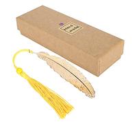 Jxngery Marque-pages en forme de plume en métal Signets de plumes vintage avec des cadeaux de glands pour la lecture (Huang SU je mot)