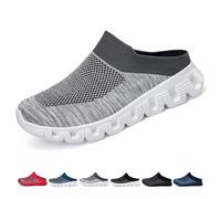 JXOPY Chaussons tissés Respirants for Hommes, Chaussures d'été décontractées ajourées tissées for Hommes, Mules de Marche avec Soutien de la voûte Plantaire(Gris,43 EU)