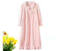 JXOPY Chemise de Nuit en Flanelle à Manches Longues for Femmes, Grande Taille, Chemise de Nuit à Manches Longues, Douce, Confortable, Chaude, for l'hiver(Pink,XXL)