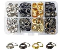 JXPXJMY 160 Pièces Kit D'oeillement Grommet,Rivets à œillets en Laiton 8 mm pour l'artisanat en Cuir Bricolage et Le Tissu (Outils D'installation Non Inclus),(Or/Argent/Bronze/Brillant Noir)