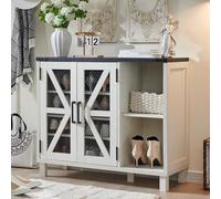 JXQTLINGMU Armoire de Rangement à Chaussures de Style Ferme, 96,5 cm de Large, avec Portes en Maille et étagères réglables, Organiseur à Chaussures en Bois Rustique, Grande Armoire de Rangement
