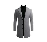 JXQXHCFS Trenchs d'hiver pour hommes coupe ajustée Trench Outwear Blended Medium Long Trenchs Hommes Business Casual Manteaux, gris clair, M