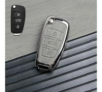 JXTTJ Coque de Clé de Voiture pour Audi A6 Allroad 4GH4GJ 2012-2015, Portable Voiture Clé Protection Étui Telécommande Clé Protecteur Accessoires,Normal-A Grey