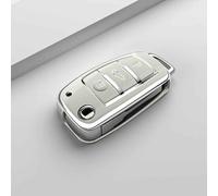 JXTTJ Coque de Clé de Voiture pour Audi TT 2006-2013, Portable Voiture Clé Protection Étui Telécommande Clé Protecteur Accessoires,Normal-A White
