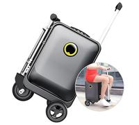 JXUANMM Valise électrique Intelligente à roulettes, Valise Scooter électrique légère pour Les Voyages avec Serrure numérique, Valise Rigide à roulettes, étanche et légère Black-20L-SE3S