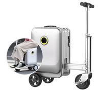 JXUANMM Valise électrique Intelligente à roulettes, Valise Scooter électrique légère pour Les Voyages avec Serrure numérique, Valise Rigide à roulettes, étanche et légère Silver-20L-SE3S