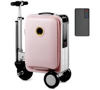 JXUANMM Valise Intelligente 20 Pouces, Scooter de Voyage électrique léger, Valise Rigide Extensible avec roulettes multidirectionnelles, légère Pink-with1battery