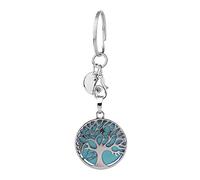 Jxuzh Porte-clés arbre de vie avec pierres précieuses - Arbre de vie - Pierre précieuse naturelle - Arbre de vie - Chakra - Pierres de guérison Reiki - Porte-clés porte-bonheur - Turquoise