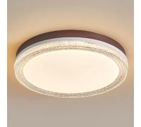 JXYDJH Lampe De Chambre À Intensité Variable, Lampe De Bureau Vintage Luxueuse En Bois Imitation Bois, Lumière LED Chaude, Plafonnier Rond Rétro Couleur Noyer, Lampe De Plafond Encastrée En Métal