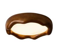 JXYDJH Plafonnier De Style Campagnard, Simple Et Rond, En Résine Blanche Style Scandinave, Finition Grain De Bois Rustique, Avec Abat-jour En Acrylique, Idéal Pour Chambre, Couloir, Salle De Bain