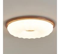 JXYDJH Plafonnier Rond En Bois Massif, Applique LED Dimmable, Montage Encastré, Style Moderne 3CCT, 43 Cm (16,9 Pouces), Idéal Pour Une Chambre, Une Cuisine, Un Couloir Ou Une Buanderie.