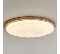 JXYDJH Plafonnier Rond En Bois Massif, Applique LED Dimmable, Montage Encastré, Style Moderne 3CCT, 43 Cm (16,9 Pouces), Idéal Pour Une Chambre, Une Cuisine, Un Couloir Ou Une Buanderie.