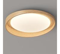 JXYDJH Plafonnier Rond Extra-plat À LED De 50 Cm (19,7 Pouces) En Noyer, Style Mid-Century, 36 W, 3520 Lm, Température De Couleur Réglable (3000 K / 4500 K / 6000 K)