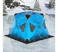 JXYQ Abri de pêche sur Glace isolé pour 2 à 6 Personnes, Tente de pêche sur Glace Pliante Coupe-Vent à Fond Large, cabane de pêche sur Glace Portable et Thermique avec ancrages et Cordes d'attache.