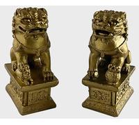 JXYQ Chinese Foo Dogs Guardian Lion Statues Pair, Fengshui Fu Dogs Beijing Brass Lions Asian Decor, Best Housewarming Congratulatory to Ward Off Evil Energy, Feng Shui DécorBrass,10cm