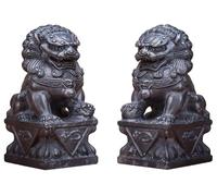 JXYQ Chinese Foo Dogs Statues, Pair of Guardian Stone Lion Statues, Feng Shui Indoor Outdoor Decorative Ornaments, Housewarming Congratulatory to Ward Off Evil EnergyA,20cm