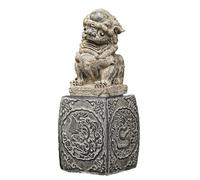 JXYQ Chinese Foo Dogs Statues Pair Outdoor Large Size,Wealth Porsperity Guardian Lions Sculpture Indoor Outdoor Home Premises Garden Decor Ward Off Evil Energy,with Base,One