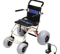 JXYQ Fauteuil Roulant de Plage Tout-Terrain, Fauteuil Roulant Pliable à pneus Ballon pour accès au Sable Mou, au Gravier et à l'eau, Fauteuil de Transport Compact pour Personnes âgées