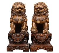 JXYQ Foo Dogs Statues Pair, Resin Guardian Lion Beijing Lions Statues Large Size Fu Dogs Ornaments for Home Office Ward Off Evil Energy Housewarming Business Opening Gift,45cm