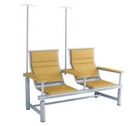 JXYQZD Chaises de Salle D'attente 2 Places, Fauteuil de Prélèvement Sanguin avec Accoudoirs et Potence, Banc D'attente en Métal pour Clinique, Hôpital et Soins Ambulatoires(Yellow)
