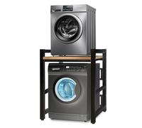 JXZ Meuble Machine à Laver et Seche Linge, Superposition Lave Linge Seche Linge, 3 Hauteurs Réglables, Capacité Charge 300kg pour Buanderie Salon Salle De Bain Cuisine Balcon (Noir B)