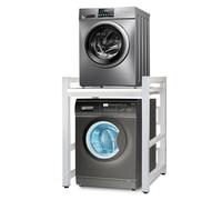 JXZ Meuble Machine à Laver et Seche Linge, Superposition Lave Linge Seche Linge, 3 Hauteurs Réglables, Capacité Charge 300kg pour Buanderie Salon Salle De Bain Cuisine Balcon (Blanc C)