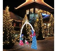 JYBBST Crèche De Noël Lumineuse Éclairée, Décoration Imperméable, Piquets Familiaux