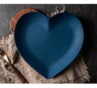 JYBNBBE Assiette à dîner exquise à Double Usage, 2 pièces de 8 Pouces / 10 Pouces en Forme de cœur, Vaisselle de Petit-déjeuner de Style Nordique, Assiette à dîner Occidentale, v,Matte Royal Blue*2