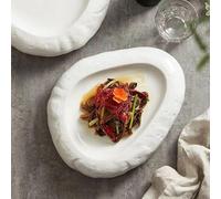 JYBNBBE Assiettes exquises, Plats froids en céramique de Pierre Triangulaire Blanche, Plats, Plats Peu Profonds pour la Maison, Plats artistiques et Vaisselle dans Les Restaurants d'hôtel.