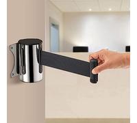 JYBNBBE Barrière de sécurité Murale à Sangle rétractable 2/3/5M en Acier Inoxydable, Sangle Noire pour Le contrôle des foules, Les poteaux et la Gestion des Files d'attente dans,2m