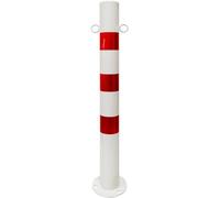 JYBNBBE Borne de signalisation routière, cône de canalisation pour entrées d'hôtels/écoles/métros avec Crochet de chaîne, Poteau de stationnement réfléchissant pour la Nuit, fixa,White+red-75cm