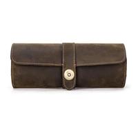 JYBNBBE Coffret de Rangement pour Montres mécaniques en Cuir de Vache, Portable et de Voyage, 3 Compartiments, cylindrique