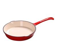 JYBNBBE Poêle à Frire Ronde en Fonte pré-assaisonnée, Finition émaillée, Rouge Flamme, pour Induction