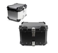 JYBNBBE Top Case Moto Universel 28L, 36L, 45L, 55L, 65L, 80L, 100L, Coffre arrière Moto, Scooter, Bagages, Double clé, étanche, en Aluminium, avec matériel de Montage,Silver-80L