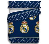 JYC CREATIVE Parure de Lit Officielle Real Madrid 2 Pièces - Housse de Couette et Taie d'oreiller pour Lit 150 cm, Ensemble de Literie Football Madrid, Idée Cadeau Supporters, Blanc Royal