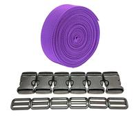 JYC CREATIVE Ruban de sac à dos 3 mètres x 20 mm + 12 boucles en plastique, ruban en nylon avec broches, sangle de sac à dos, sangle de bagage, sangle de valise, 20 mm, violet 170, 3M-3050