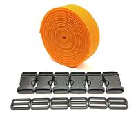 JYC CREATIVE Ruban de sac à dos 3 mètres x 20 mm + 12 boucles en plastique, ruban en nylon avec broches, sangle de sac à dos, sangle de bagage, sangle de valise, 20 mm, orange 157