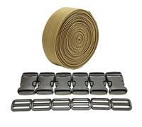 JYC CREATIVE Ruban de sac à dos 3 mètres x 20 mm + 12 boucles en plastique, ruban en nylon avec broches, sangle de sac à dos, sangle de bagage, sangle de valise, 20 mm, beige 3465