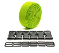 JYC CREATIVE Ruban de sac à dos 3 mètres x 25 mm + 12 boucles en plastique, ruban en nylon avec broches, sangle de sac à dos, sangle de bagage, sangle de valise, 25 mm, vert 232, 3M-3050