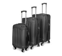 JYCRA Lot de 3 valises rigides en ABS avec poignée télescopique et 4 roulettes pivotantes à 360°, valise rigide avec serrure à combinaison, Noir - Lot de 3, Affaires commerciales