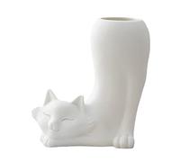 JYCRA Vase en Céramique de Chat Blanc, Vase de Chat Confortable et Créatif, Arrangements de Fleurs Séchées, Vases Modernes pour Décorations de Salon de Maison, Ornements(#1)