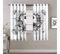 JYDFC Rideaux Occultants - Rideau En Polyester 2 Pièces - Rideaux Enfants Garçons Filles - Chambre D'Hôtes De Restaurant - Impression Numérique 3D - 234X183 Cm - Noir Blanc Sports Football
